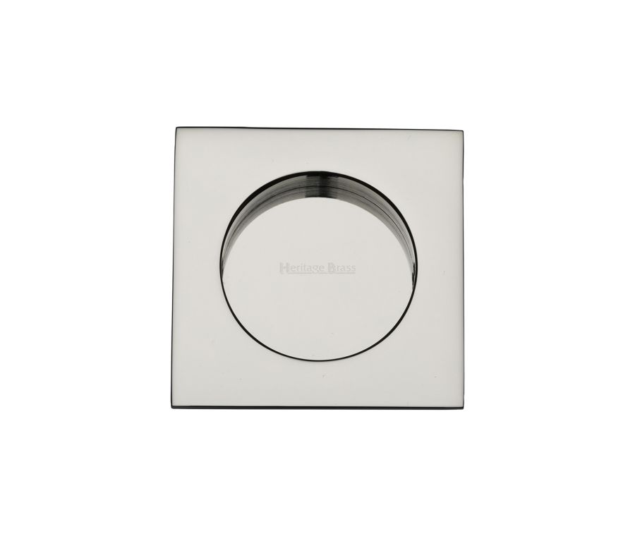 Polished Nickel Finish Heritage Brass Square Flush Pull - C1860 63mm