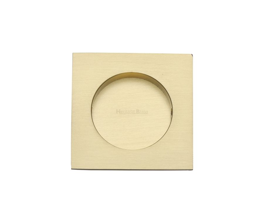 Satin Brass Heritage Brass Square Flush Pull - C1860 63mm