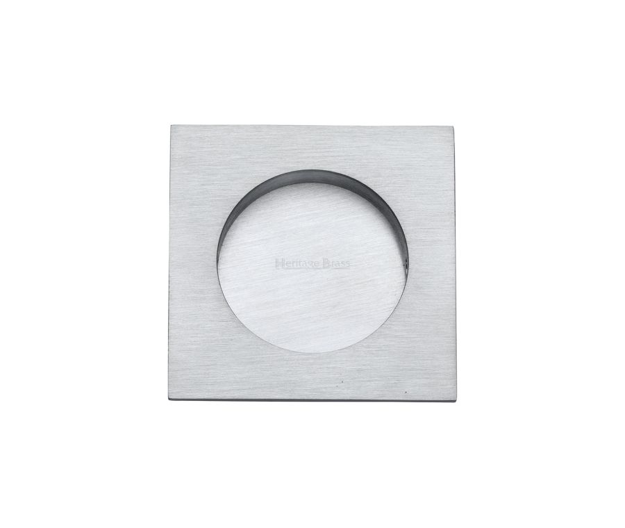 Satin Chrome Heritage Brass Square Flush Pull - C1860 63mm