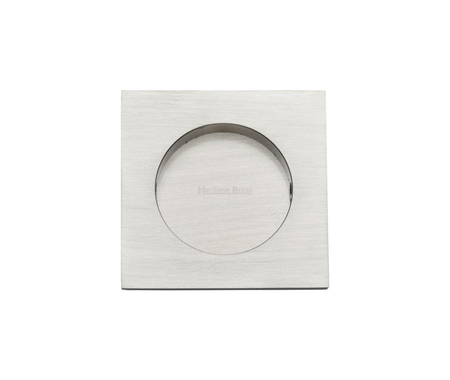 Satin Nickel Heritage Brass Square Flush Pull - C1860 63mm