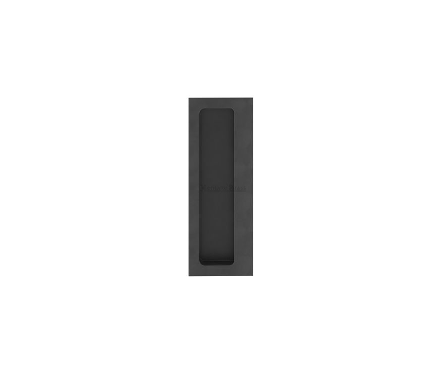 Heritage Brass Matt Black Offset Flush Pull for Swing Door | C1862-BKMT