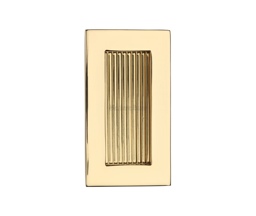 Polished Brass Heritage Brass Reeded Rectangular Flush Pull  105mm