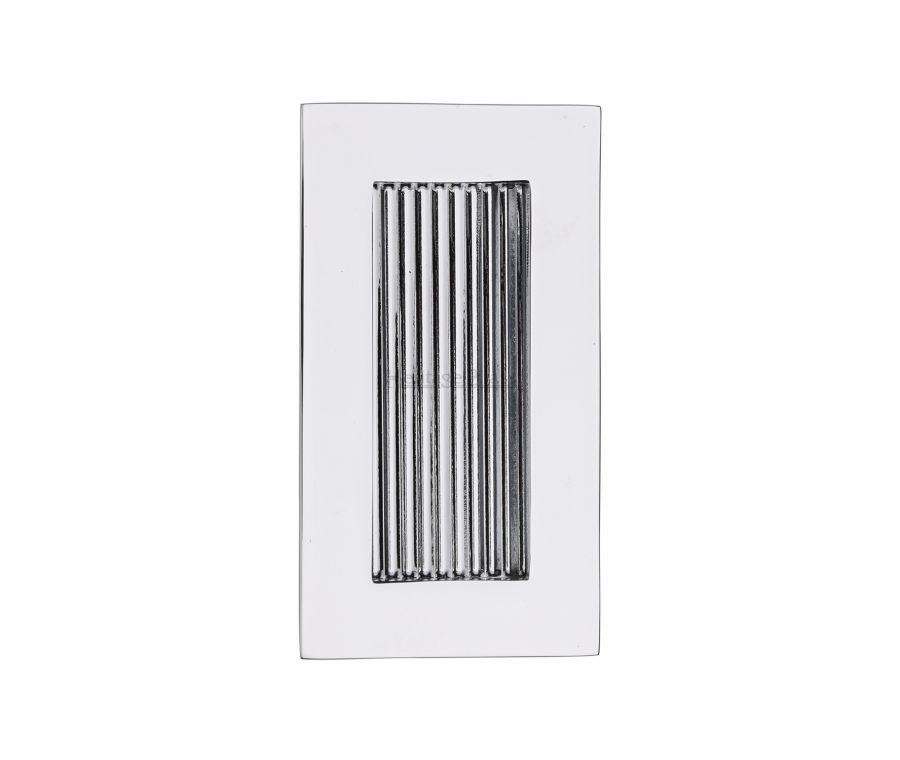 Polished Chrome Heritage Brass Reeded Rectangular Flush Pull  105mm