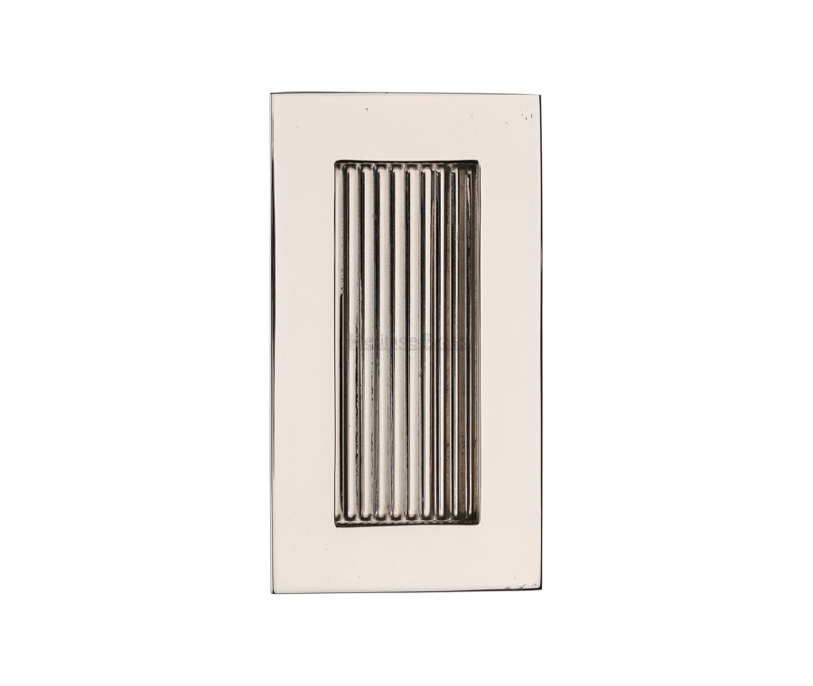 Polished Nickel Finish Heritage Brass Reeded Rectangular Flush Pull  105mm