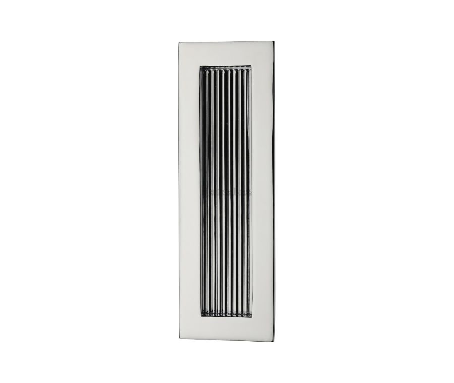 Polished Chrome Heritage Brass Reeded Rectangular Flush Pull  175mm