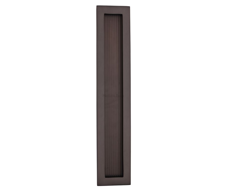 Matt Bronze Heritage Brass Reeded Rectangular Flush Pull  300mm