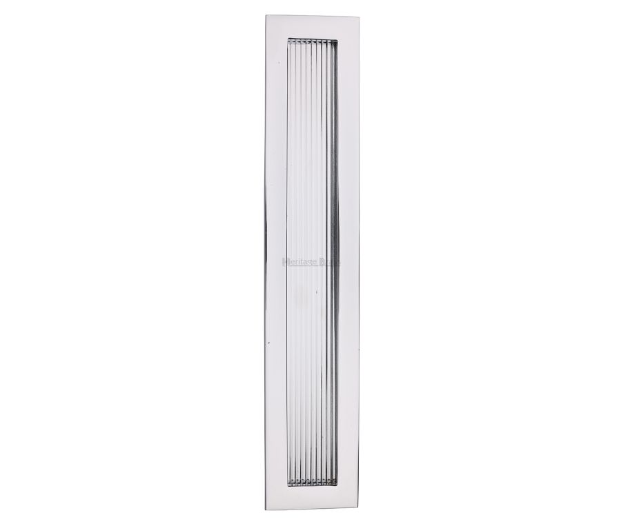 Polished Chrome Heritage Brass Reeded Rectangular Flush Pull  300mm
