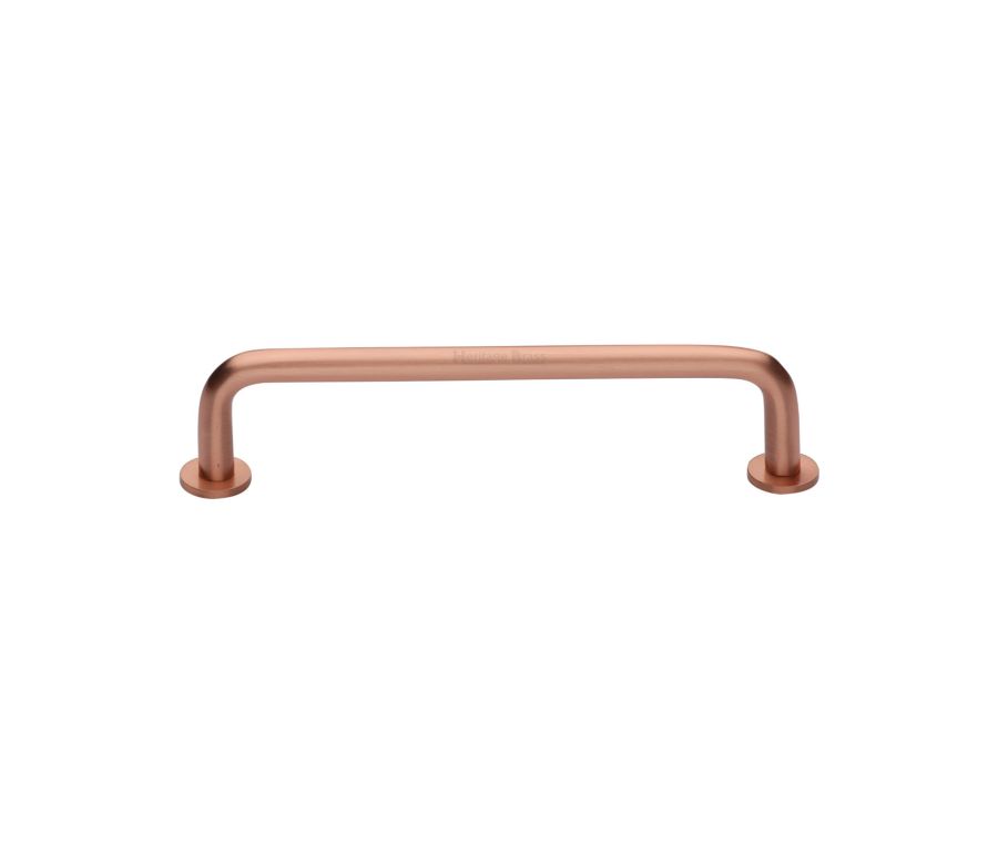 Heritage Brass Satin Rose Gold Wire Cabinet Pull Handle with Rose 16mm