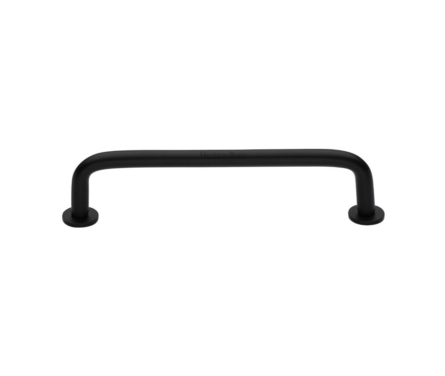 Heritage Brass Matt Black Wire Cabinet Pull Handle with Rose 16mm