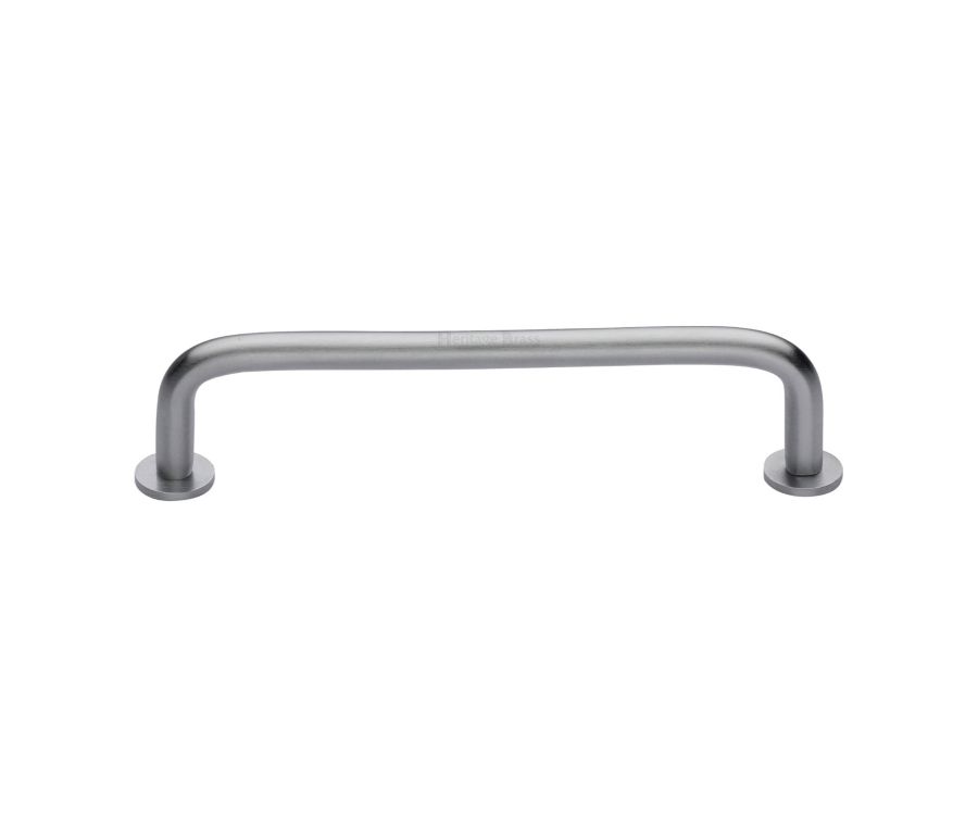 Heritage Brass Satin Chrome Wire Cabinet Pull Handle with Rose 16mm