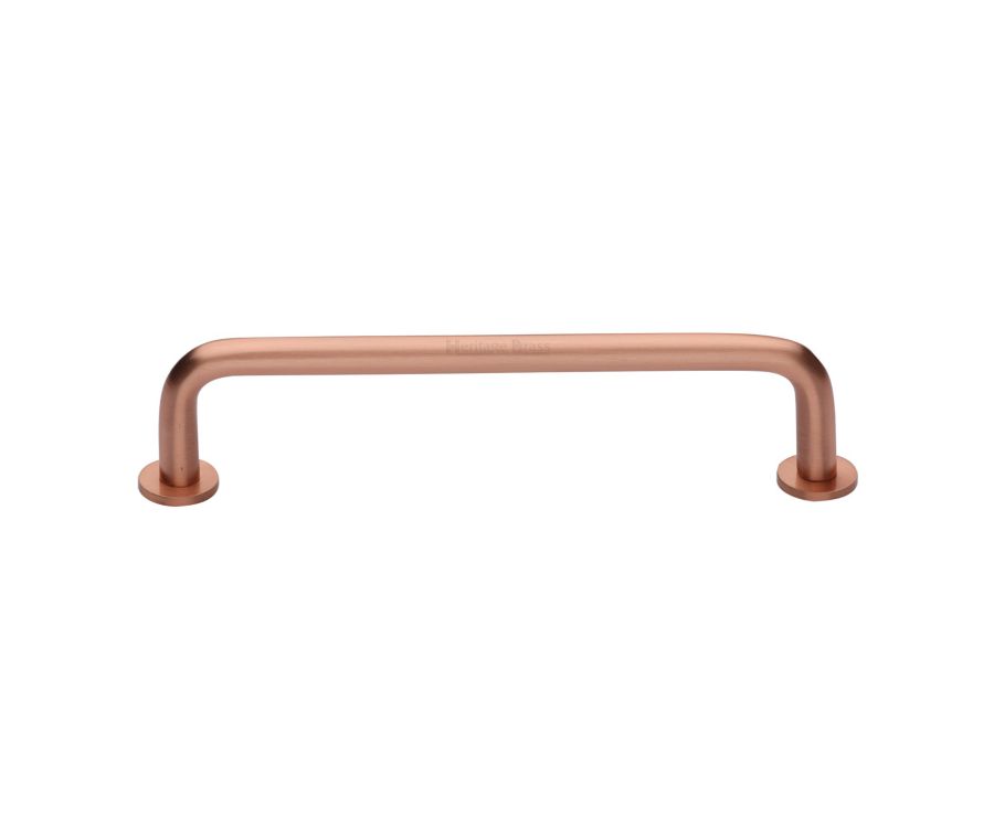 Heritage Brass Satin Rose Gold Wire Cabinet Pull Handle with Rose 16mm