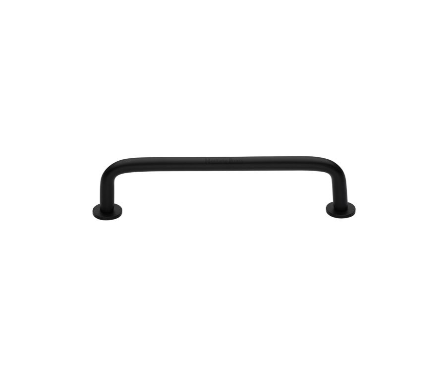 Heritage Brass Matt Black Wire Cabinet Pull Handle with Rose 16mm