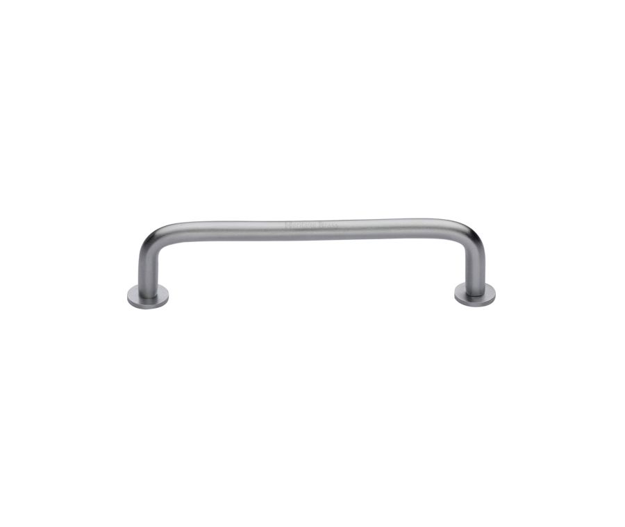 Heritage Brass Satin Chrome Wire Cabinet Pull Handle with Rose 16mm