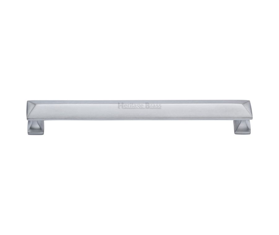 Heritage Brass Satin Chrome Pyramid Cabinet Pull Handle 203mm