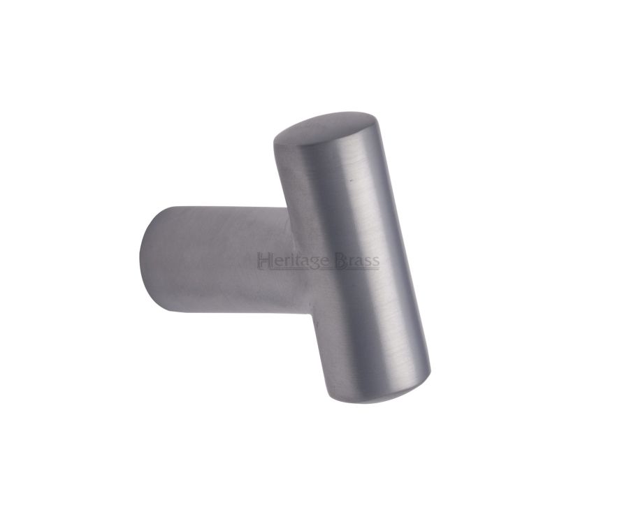 Heritage Brass Satin Chrome T Shaped Cabinet Knob 35mm