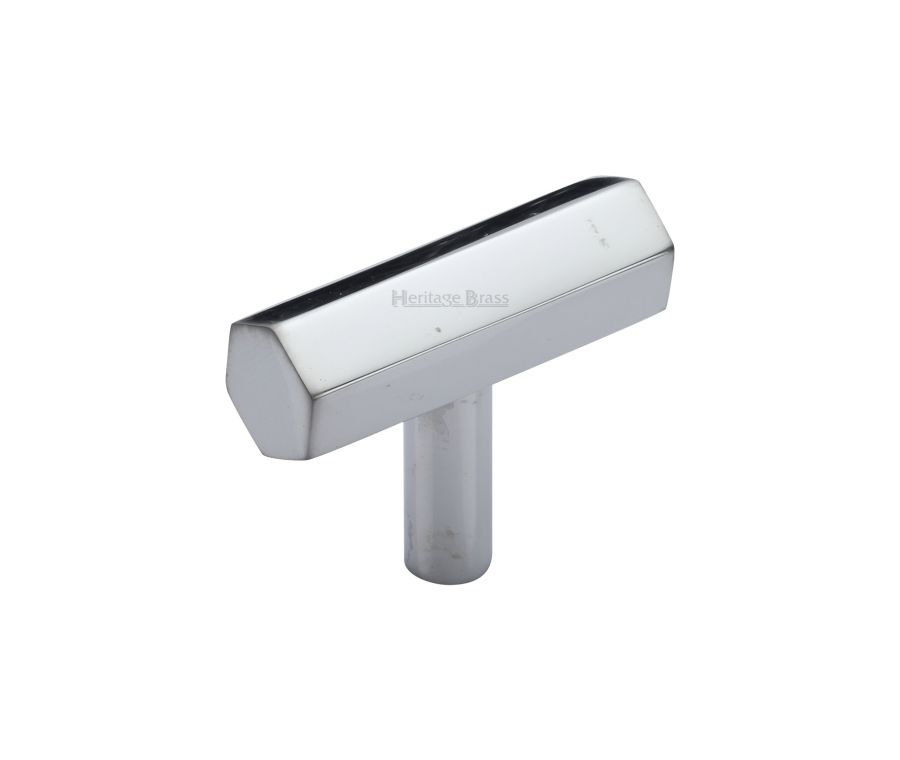 Heritage Brass Polished Chrome Hexagon T-Bar Cabinet Knob 41mm