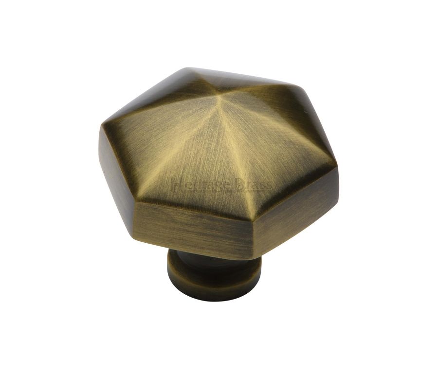 Heritage Brass Antique Brass Classic Hexagon Cabinet Knob 32mm