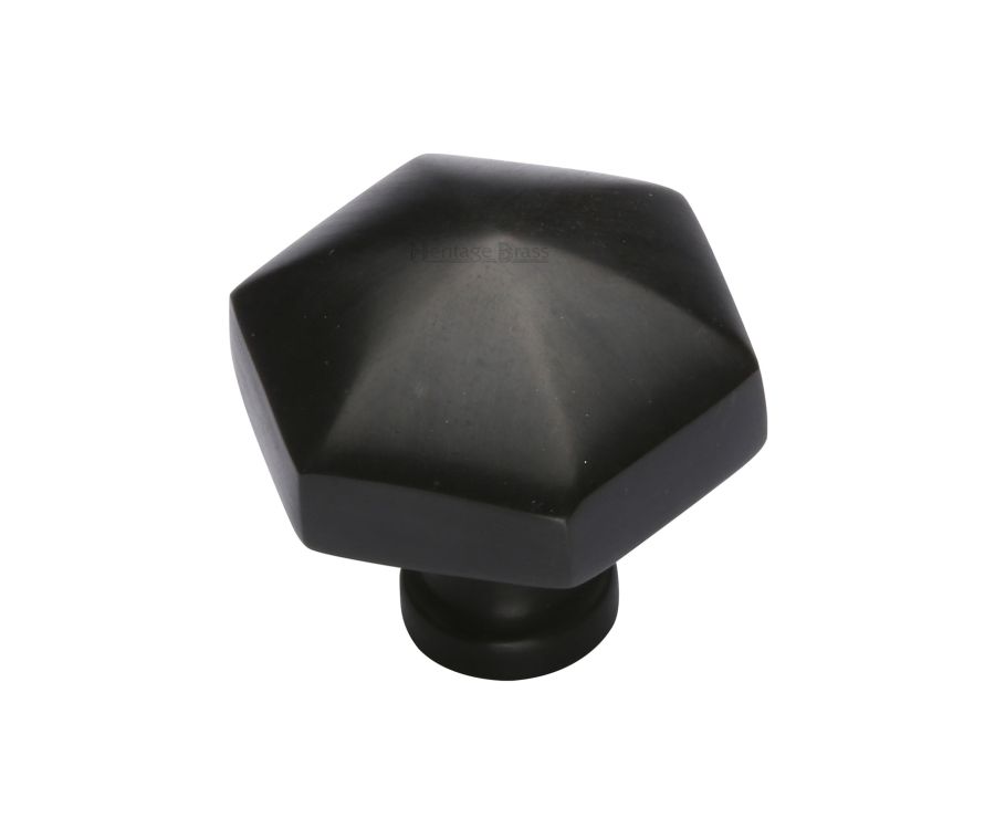 Heritage Brass Matt Black Classic Hexagon Cabinet Knob 32mm