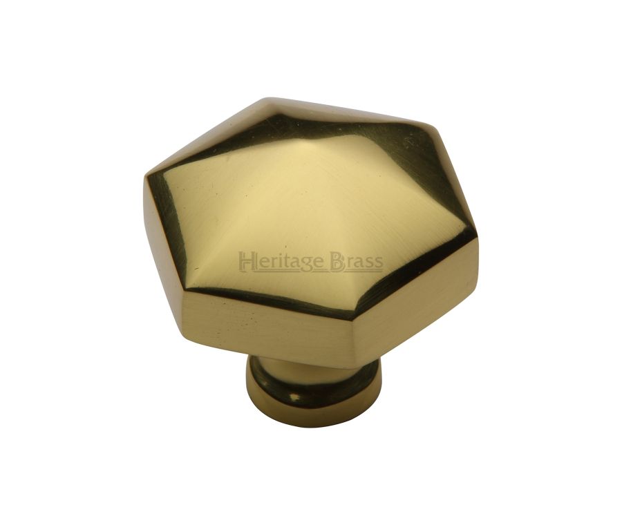 Heritage Brass Polished Brass Classic Hexagon Cabinet Knob 32mm