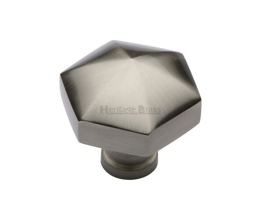 Heritage Brass Satin Nickel Classic Hexagon Cabinet Knob 32mm