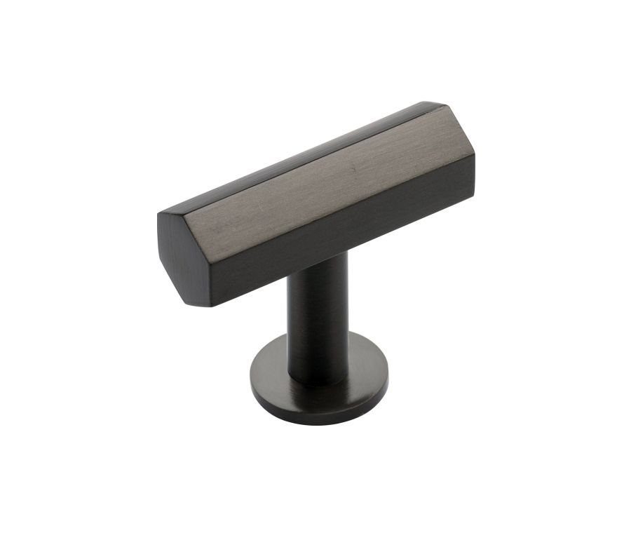 Heritage Brass Matt Bronze Hexagon T-Bar Cabinet Knob with Rose 41mm