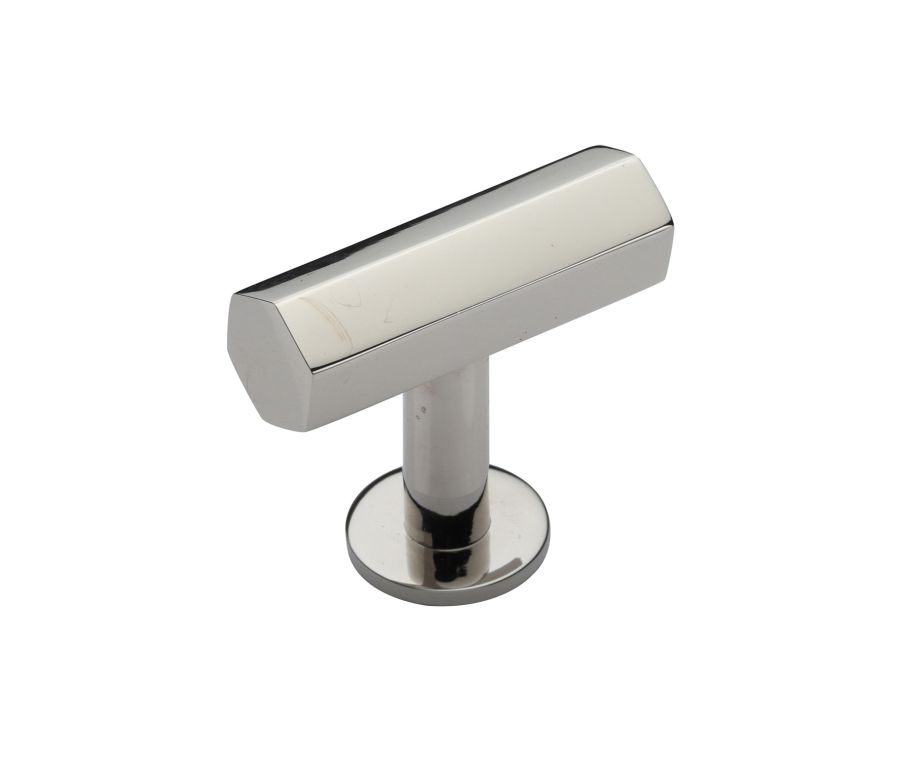 Heritage Brass Polished Nickel Finish Hexagon T-Bar Cabinet Knob with Rose 41mm