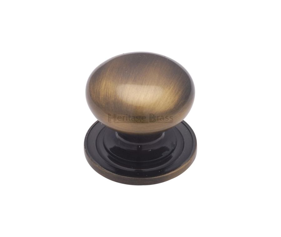 Heritage Brass Antique Brass Victorian Round Cabinet Knob with Base 25mm