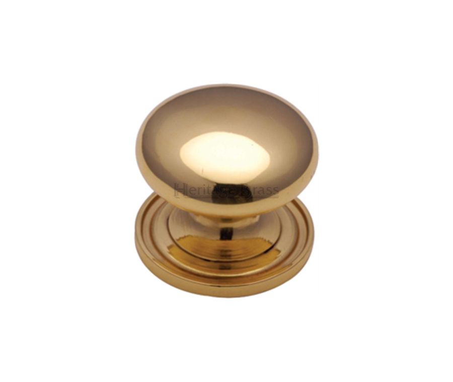 Heritage Brass Polished Brass Victorian Round Cabinet Knob with Base 25mm