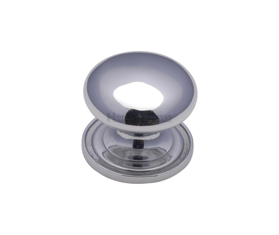 Heritage Brass Polished Chrome Victorian Round Cabinet Knob with Base 25mm