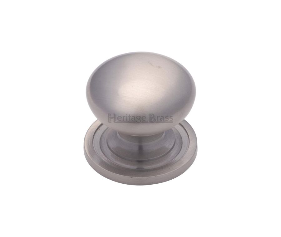Heritage Brass Satin Nickel Victorian Round Cabinet Knob with Base 25mm