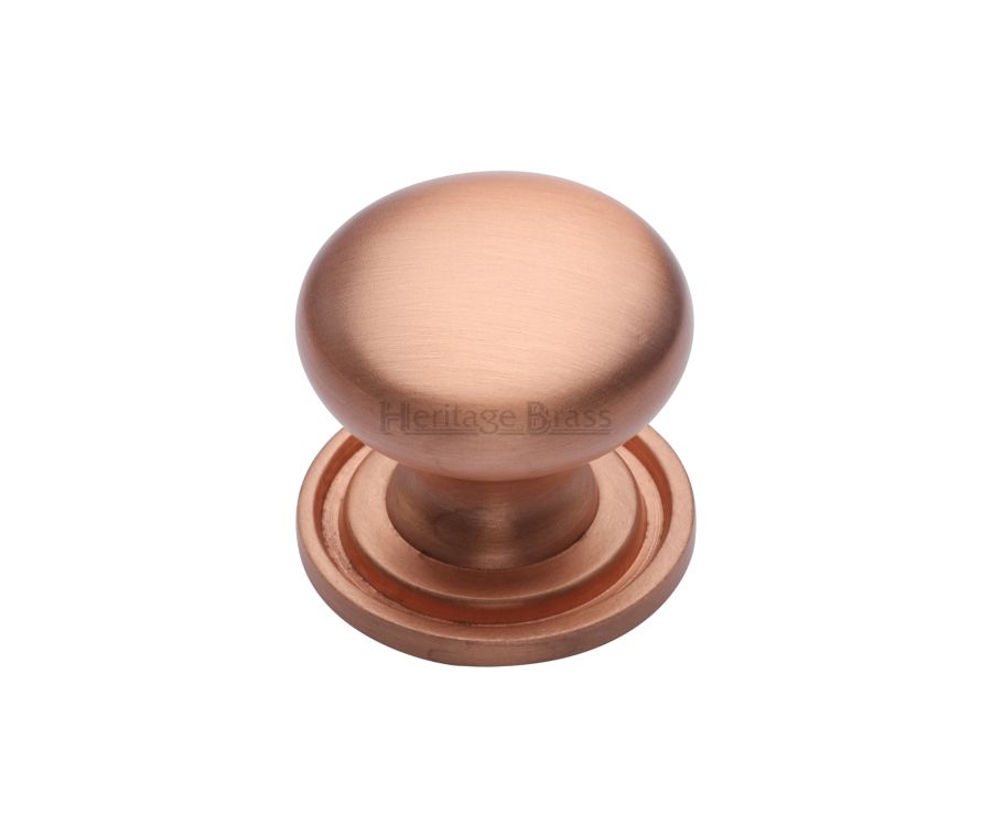 Heritage Brass Satin Rose Gold Victorian Round Cabinet Knob with Base 25mm