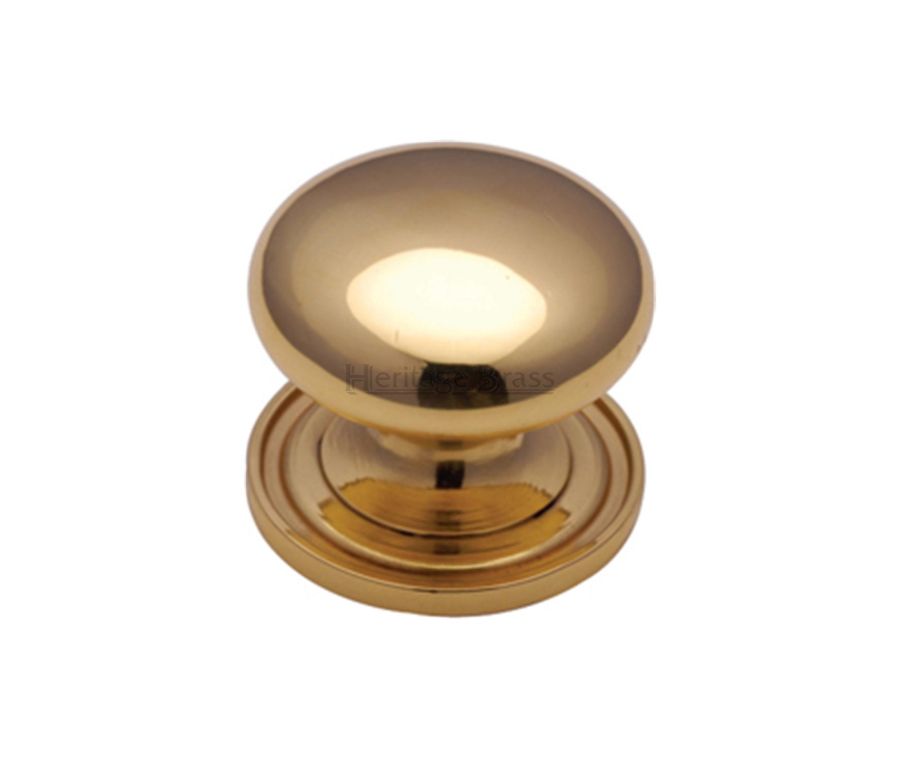 Heritage Brass Polished Brass Victorian Round Cabinet Knob with Base 32mm