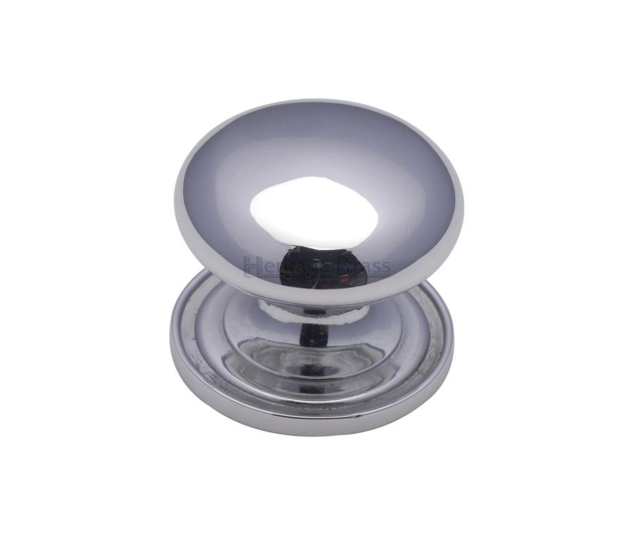 Heritage Brass Polished Chrome Victorian Round Cabinet Knob with Base 32mm