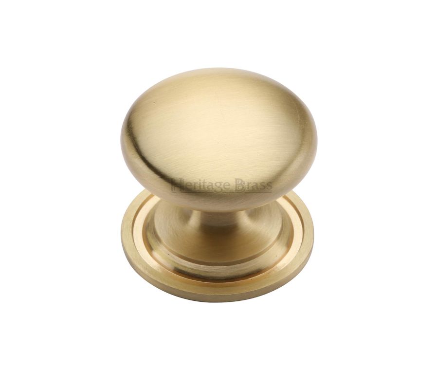 Heritage Brass Satin Brass Victorian Round Cabinet Knob with Base 32mm