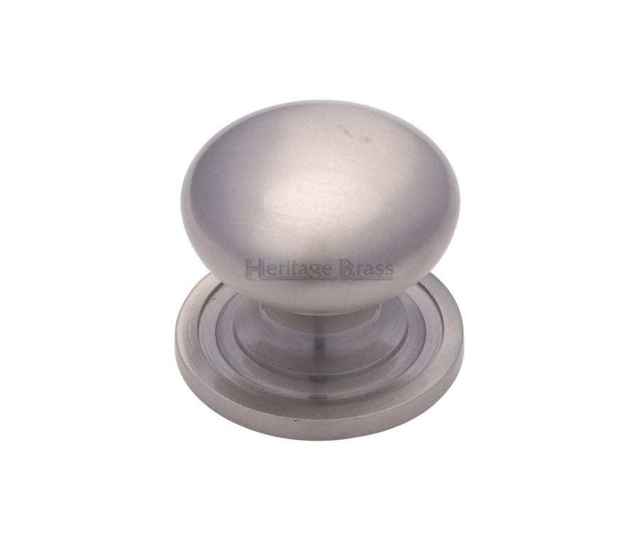 Heritage Brass Satin Nickel Victorian Round Cabinet Knob with Base 32mm