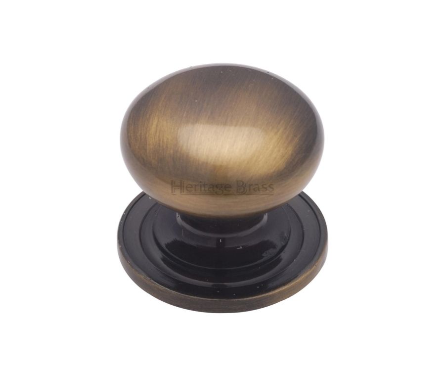 Heritage Brass Antique Brass Victorian Round Cabinet Knob with Base 38mm