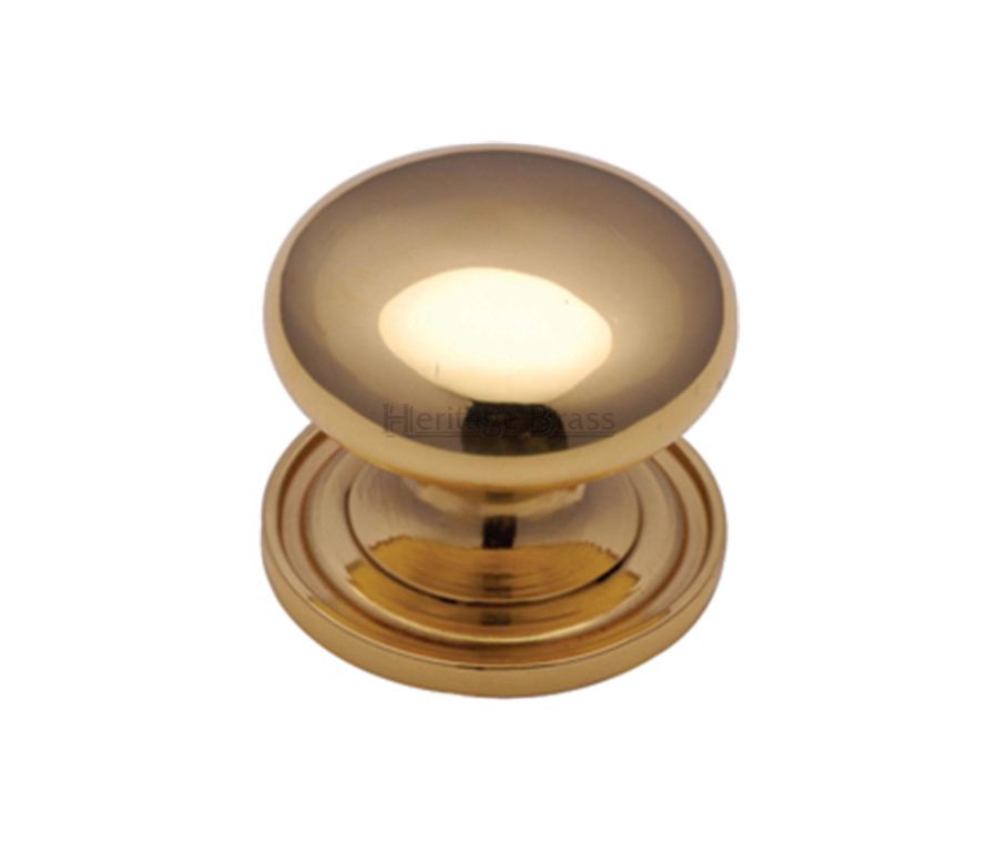 Heritage Brass Polished Brass Victorian Round Cabinet Knob with Base 38mm