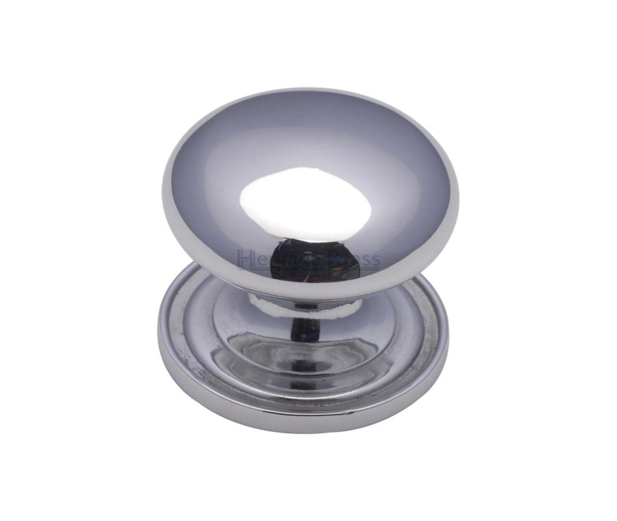 Heritage Brass Polished Chrome Victorian Round Cabinet Knob with Base 38mm