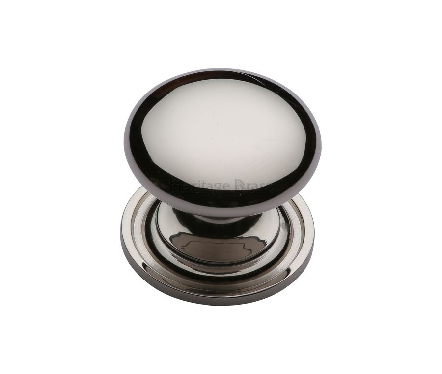 Heritage Brass Polished Nickel Finish Victorian Round Cabinet Knob with Base 38mm
