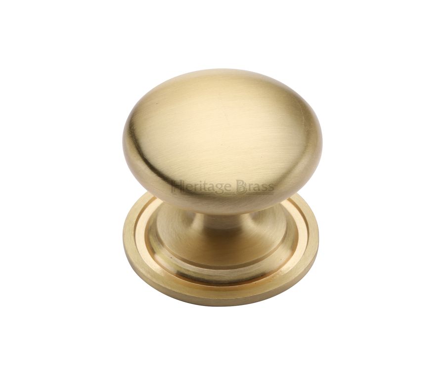 Heritage Brass Satin Brass Victorian Round Cabinet Knob with Base 38mm