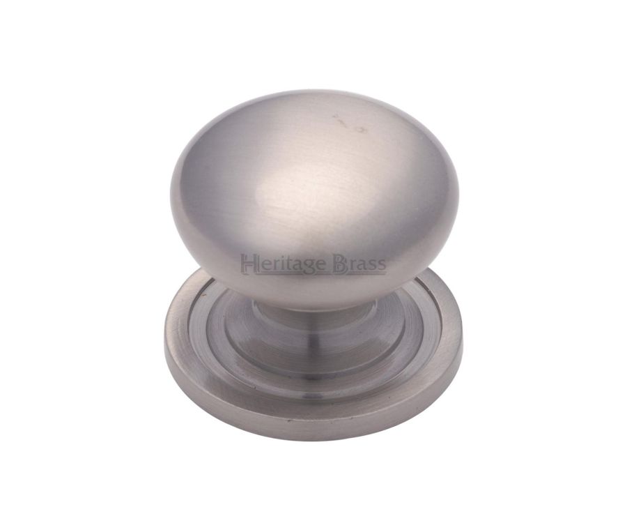 Heritage Brass Satin Nickel Victorian Round Cabinet Knob with Base 38mm