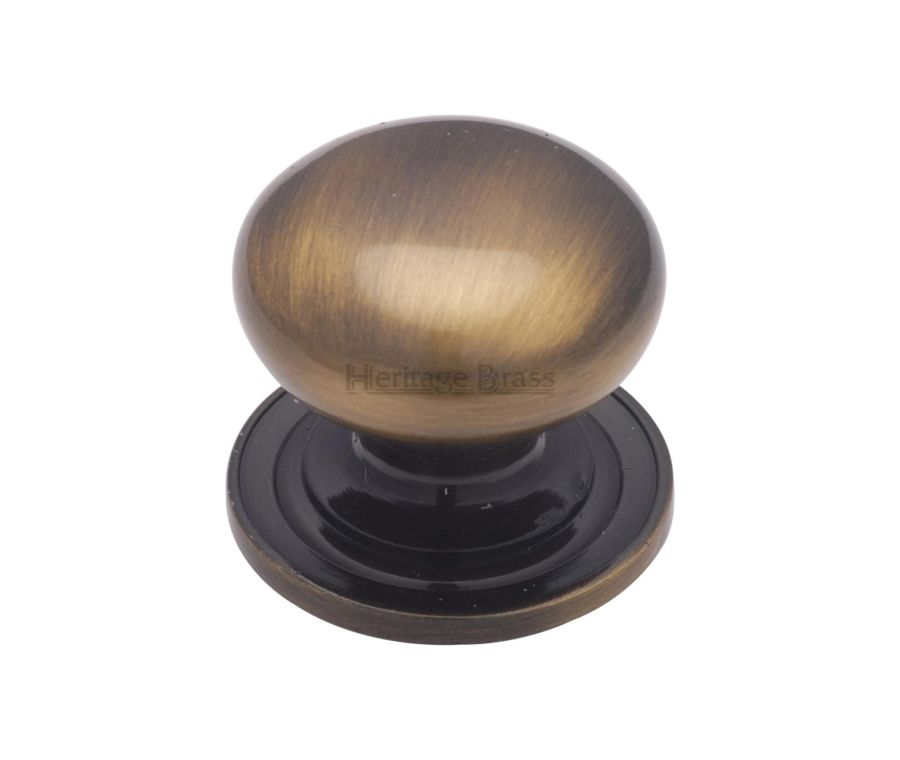 Heritage Brass Antique Brass Victorian Round Cabinet Knob with Base 48mm
