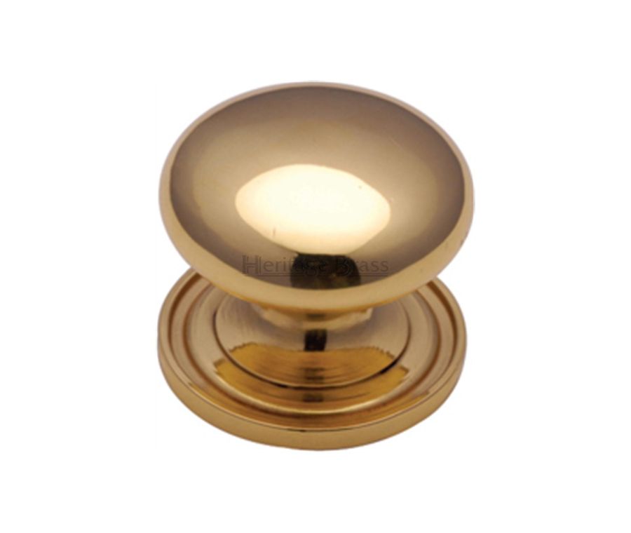 Heritage Brass Polished Brass Victorian Round Cabinet Knob with Base 48mm