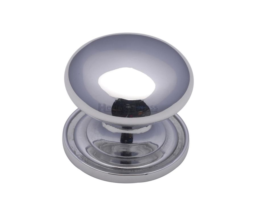 Heritage Brass Polished Chrome Victorian Round Cabinet Knob with Base 48mm