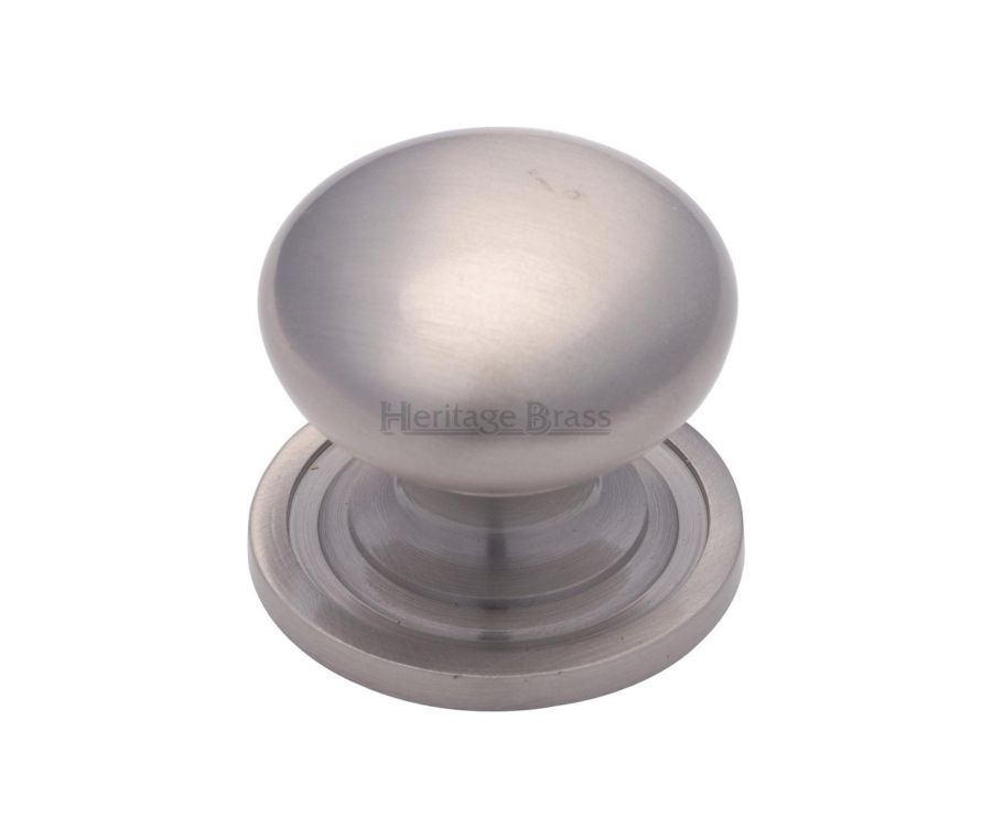 Heritage Brass Satin Nickel Victorian Round Cabinet Knob with Base 48mm