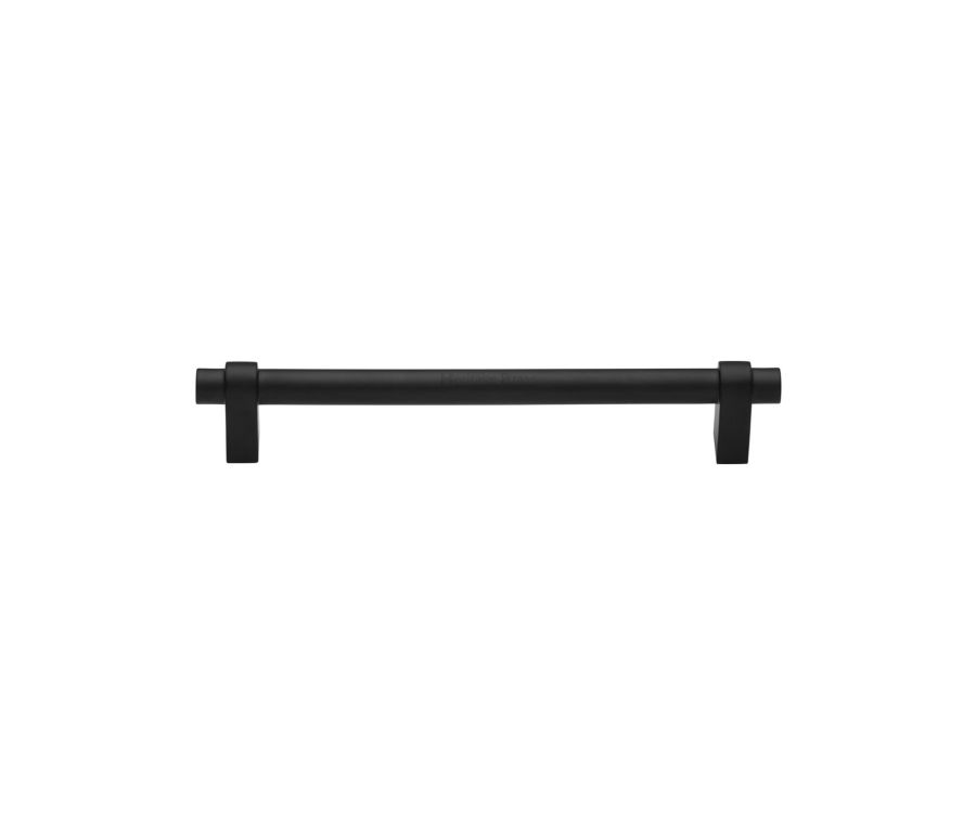 Heritage Brass Matt Black Industrial Cabinet Pull Handle 128mm