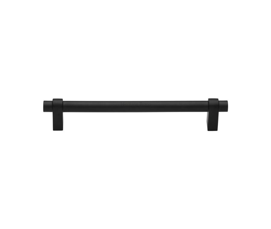 Heritage Brass Matt Black Industrial Cabinet Pull Handle 160mm
