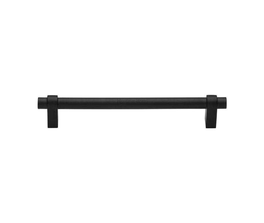 Heritage Brass Matt Black Industrial Cabinet Pull Handle 192mm