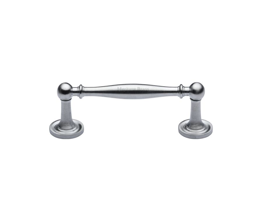 Heritage Brass Satin Chrome Colonial Cabinet Pull Handle 96mm