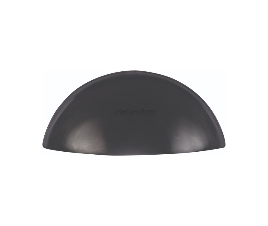 Heritage Brass Matt Black Half Moon Cabinet Drawer Pull 57mm